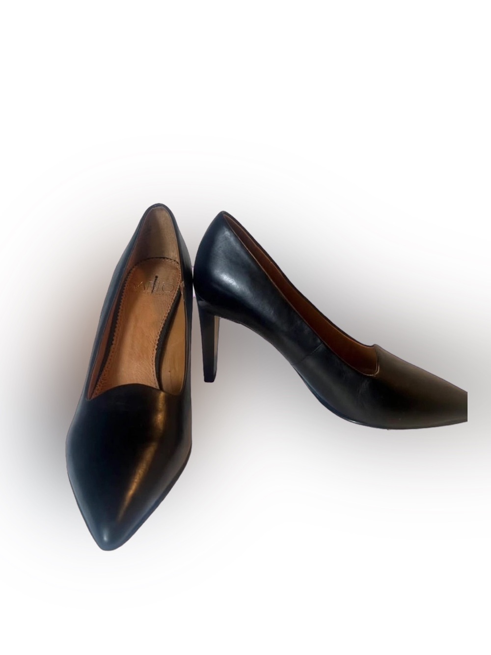 Franco Sarto Black Leather Pointed-Toe Stiletto Pumps. NWT